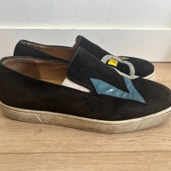 Christian Louboutin Applique Love Black Suede Loafers Slip on Sneakers 43 US 10 - Picture 7 of 16